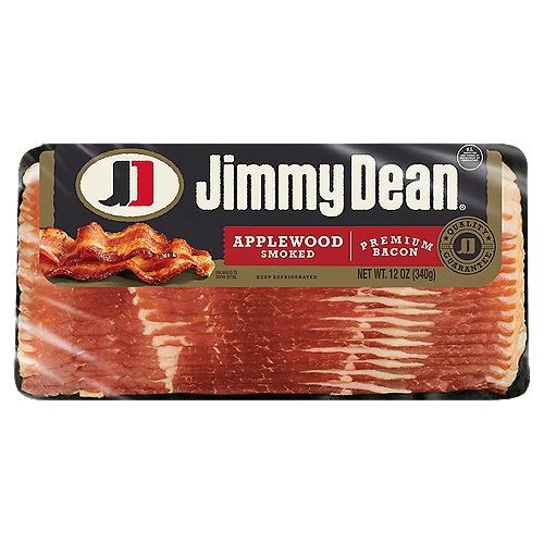 Jimmy Dean Applewood Smoked Premium Bacon, 12 oz
Wake up to the rich, smoky taste of Jimmy Dean Applewood Smoked Bacon. Thicker cut for bold but balanced flavor, our bacon has 8 grams of protein per serving to help give more power to your morning. Simply cook and add onto an egg-and-cheese sandwich to kick off your day with a protein-filled meal. Each package includes 12 oz. of Applewood Smoked Bacon. Jimmy Dean once said, ''Sausage is a great deal like life. You get out of it what you put in.'' Which pretty much sums up his magic formula for having a great day. Today, Jimmy Dean Brand brings you many ways to add some sunshine to your morning. Because today's your day to shine on™.