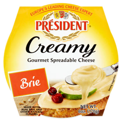 Président Creamy Brie Gourmet Spreadable Cheese, 6 oz