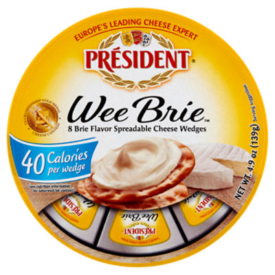 Président Wee Brie Brie Flavor Spreadable Cheese Wedges, 8 count, 4.9 oz, 4.9 Ounce