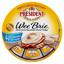 Président Wee Brie Spreadable Cheese Wedges, Brie Flavor, 4.9 Ounce