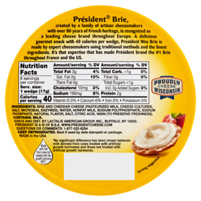 Président Wee Brie Brie Flavor Spreadable Cheese Wedges, count, oz The