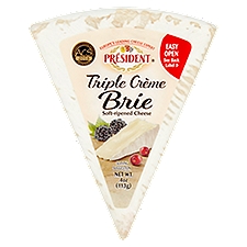 Président Triple Crème Brie Soft-Ripened Cheese, 4 oz, 32 Ounce
