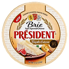 Président  Brie Triple Crème Soft-Ripened, Cheese, 8 Ounce