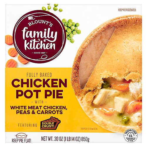 Blount's Family Kitchen Chicken Pot Pie with White Meat Chicken, Peas & Carrots, 30 oz