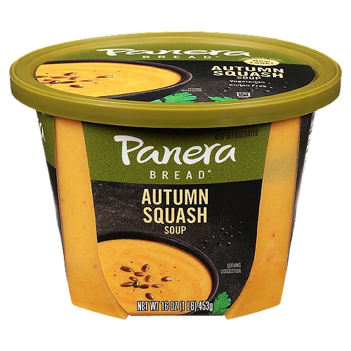 Panera Bread At Home Autumn Squash Soup, 16 oz
A creamy combination of pumpkin and butternut squash blended with ginger, warm spices and a hint of sweet apple.