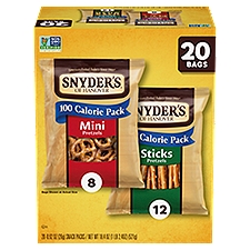 Snyder's of Hanover 100 Calorie Pack Mini and Sticks Pretzels, 0.92 oz, 20 count, 18.4 ounce