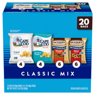 Snyder's of Hanover and Cape Cod Classic Mix Variety Pack, 20 Count Snack Bags