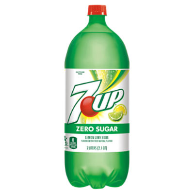 7UP Zero Sugar Lemon Lime Soda, 2 liters, 67.62 Fluid ounce