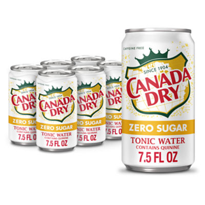 Canada Dry Zero Sugar Tonic Water, 7.5 fl oz mini cans, 6 pack