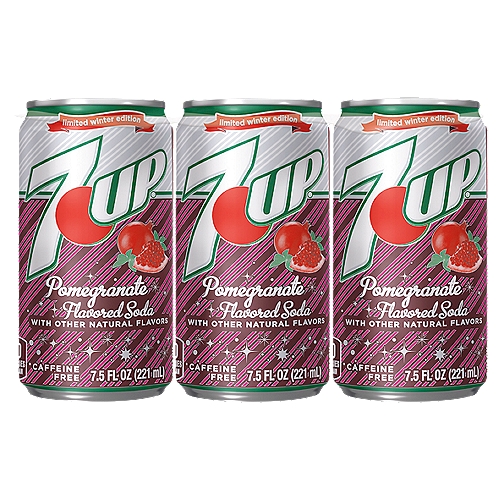 7 Up Pomegranate Flavored Soda Limited Winter Edition, 221 ml, 6 count