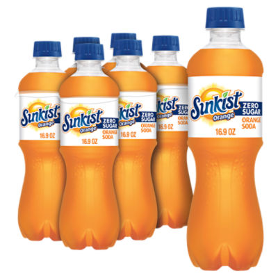 Sunkist Zero Sugar Orange Soda, 6 count, 16.9 fl oz