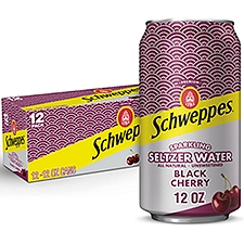 Schweppes Black Cherry Sparkling Seltzer Water, 12 fl oz, 12 count