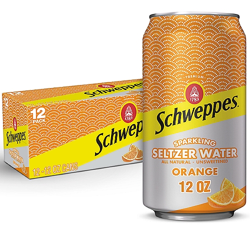 Schweppes Orange Sparkling Seltzer Water, 12 fl oz, 12 count