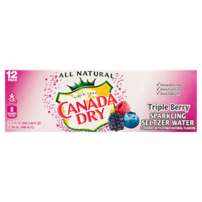 Canada Dry Triple Berry Sparkling Seltzer Water, 12 fl oz, 12 count