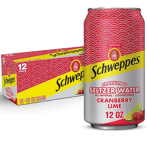 Schweppes Cranberry Lime Sparkling Seltzer Water, 12 fl oz, 12 count