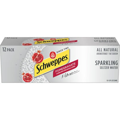 Schweppes Pomegranate Sparkling Seltzer Water - 12 Pack Cans, 144 fl oz