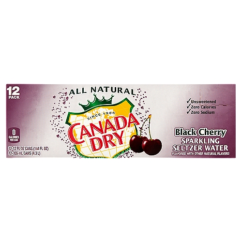 Canada Dry Black Cherry Sparkling Seltzer Water, 12 fl oz, 12 count