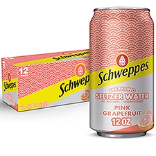 Schweppes Pink Grapefruit Sparkling Seltzer Water, 12 fl oz, 12 count