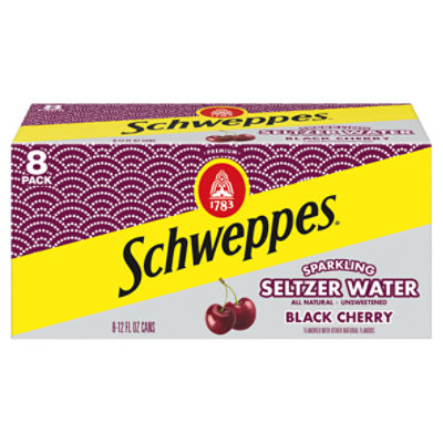 Schweppes Black Cherry Sparkling Seltzer Water, 12 fl oz, 8 count