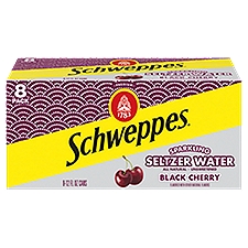 Schweppes Black Cherry Sparkling Water Beverage, 12 fl oz cans, 8 pack