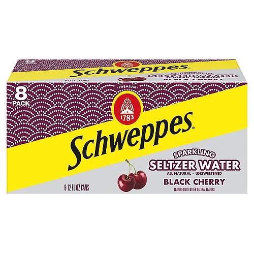 Schweppes Black Cherry Sparkling Seltzer Water, 12 fl oz, 8 count