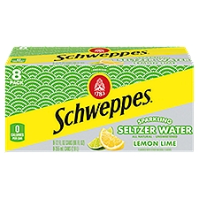 Schweppes Lemon Lime Sparkling Water Beverage, 12 fl oz cans, 8 pack
