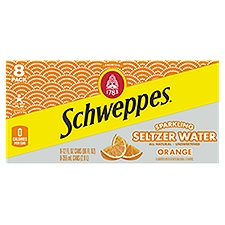 Schweppes Orange Sparkling Seltzer Water, 12 fl oz, 8 count