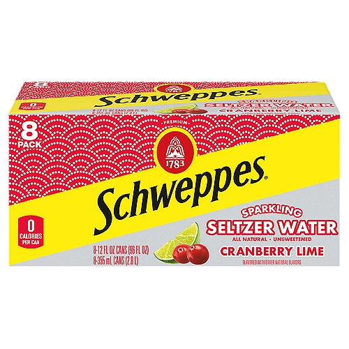 Schweppes Cranberry Lime Sparkling Seltzer Water, 12 fl oz, 8 count