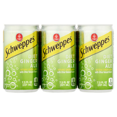 Schweppes Diet Ginger Ale, 7.5 fl oz, 6 count