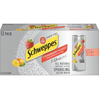 Schweppes Strawberry Mango Sparkling Seltzer Water, 144 fl oz