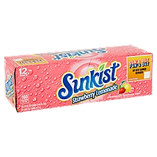 Sunkist Strawberry Lemonade Soda, 12 fl oz, 12 count