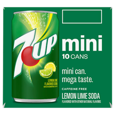 7UP Caffeine Free Lemon Lime Soda Pop, 7.5 fl oz, 10 Pack Cans