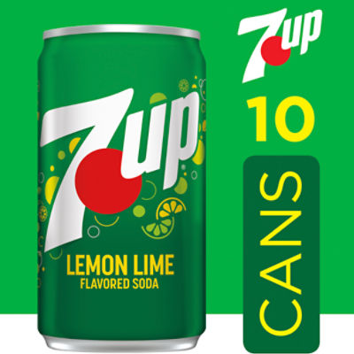 7UP Mini Lemon Lime Flavored Soda, 7.5 fl oz, 10 count