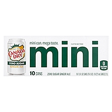 Canada Dry Mini Zero Sugar Ginger Ale, 7.5 fl oz, 10 count