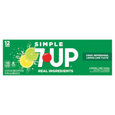 7UP Simple Lemon Lime Soda, 12 count, 12 fl oz