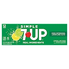 7 Up Simple Lemon Lime, Soda, 144 Fluid ounce
