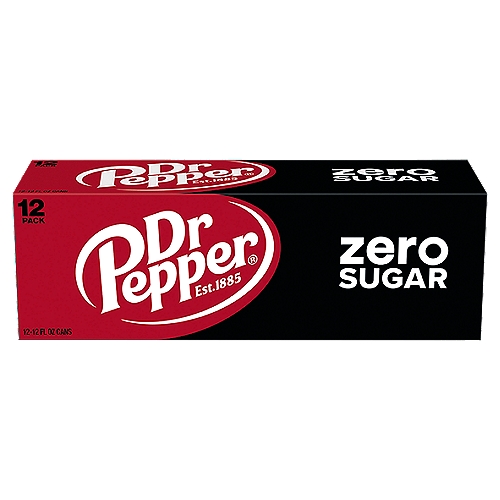 Dr Pepper Zero Sugar Soda, 12 fl oz, 12 count