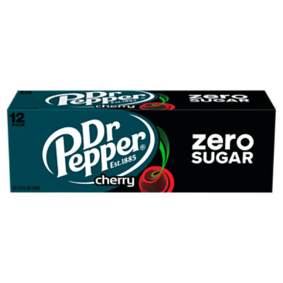Dr Pepper Zero Sugar Cherry Soda, 12 fl oz, 12 count