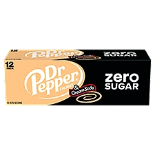 Dr Pepper Zero Sugar Cream Soda, 12 fl oz, 12 count