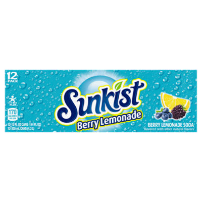 Sunkist Berry Lemonade Soda, 12 fl oz, 12 count