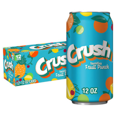 Crush Sparkling Fruit Punch Soda, 12 fl oz cans, 12 pack