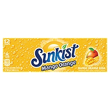 Sunkist Mango Orange Soda, 12 Fl Oz Cans, 12 Pack, 144 Fluid ounce