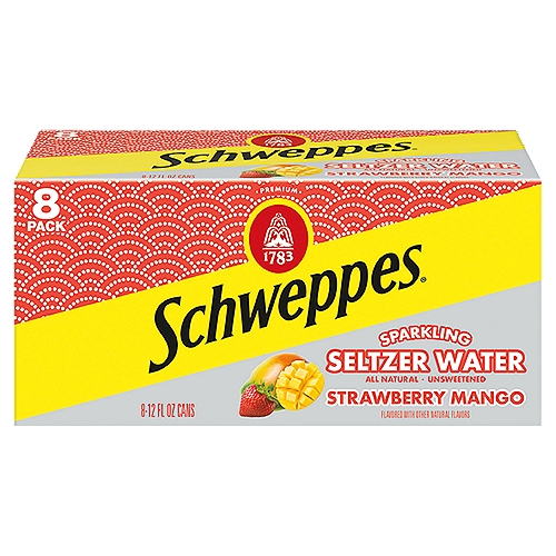 Schweppes Strawberry Mango Sparkling Seltzer Water, 12 fl oz, 8 count