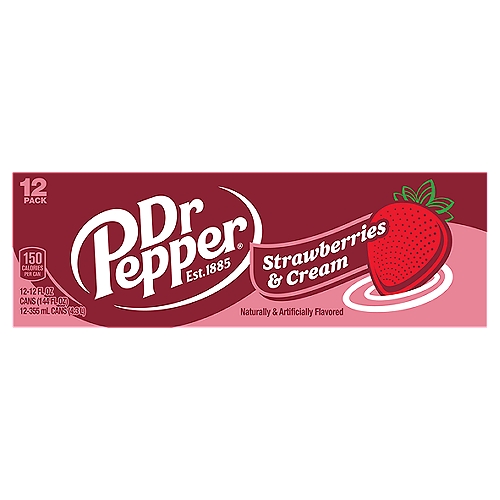 Dr Pepper Strawberries and Cream Soda, 12 fl oz cans, 12 Pack