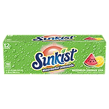 Sunkist Watermelon Lemonade Soda, 12 fl oz cans, 12 pack