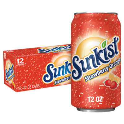 Sunkist Strawberry Orange Soda, 12 fl oz, 12 count