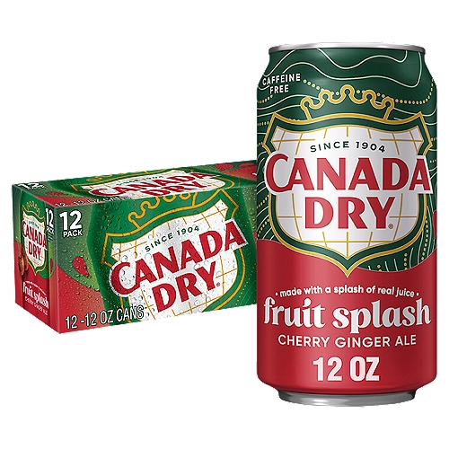 Canada Dry Fruit Splash Cherry Ginger Ale Soda, 12 fl oz cans, 12 pack
