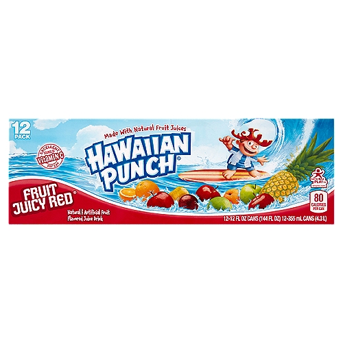 Hawaiian Punch Fruit Juicy Red Juice Drink, 12 fl oz, 12 count