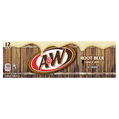 A&W Root Beer Soda, 12 fl oz cans, 12 pack