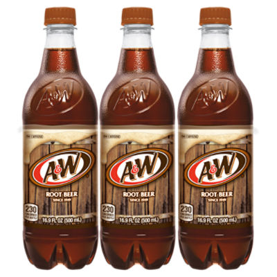 A&W Root Beer Soda, .5 L bottles, 6 pack, 101.44 Fluid ounce